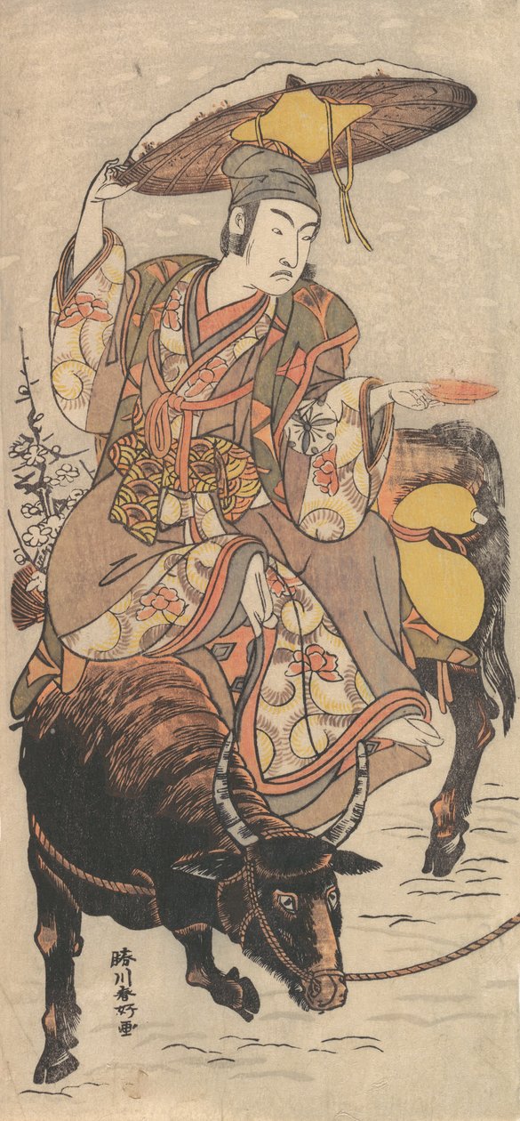 A színész Matsumoto Koshiro IV egy bika a hóviharban, kb. 1790. alkotó: Katsukawa Shunko