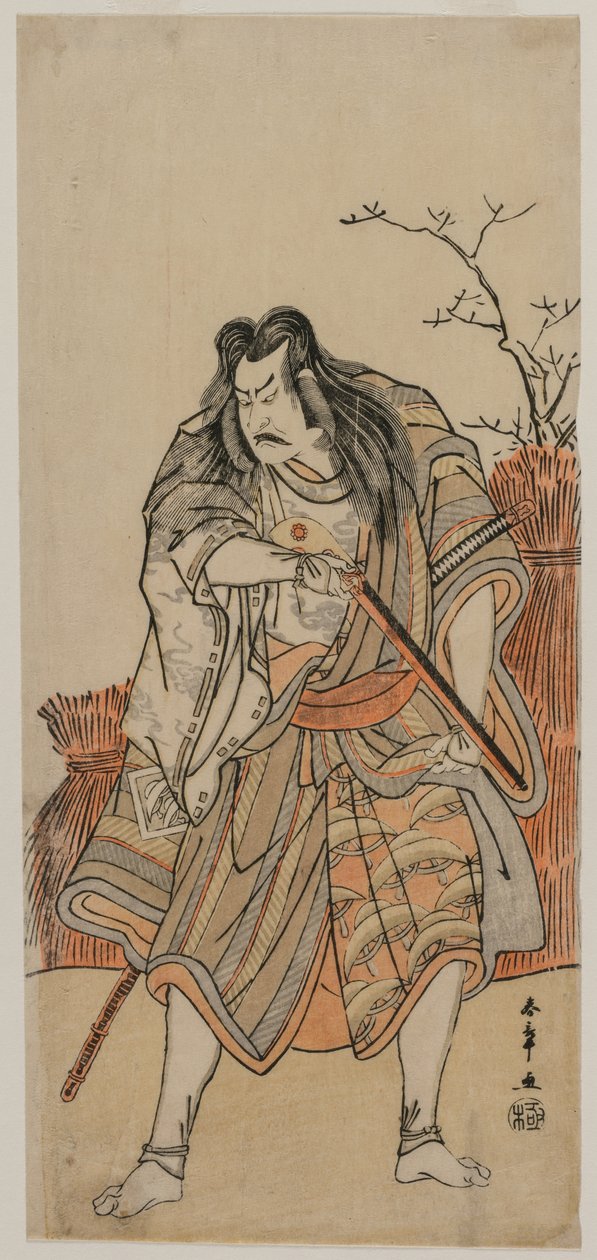Nakajima Kanzaemon, mint Lord, puskás vadásznak álcázva alkotó: Katsukawa Shunsho