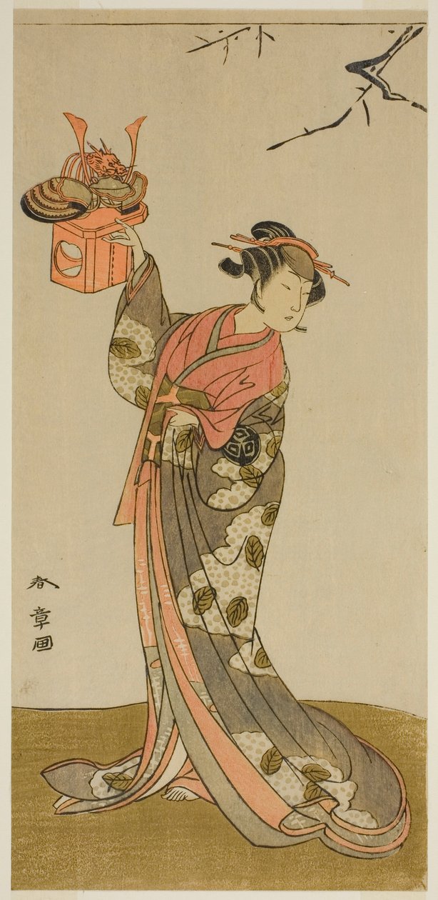 I. Arashi Hinaji színész Hananoi szerepében a Gosho-zakura Horikawa Youchi című darabban, amelyet az Ichimura Színházban mutattak be a negyedik hónapban, 1773 alkotó: Katsukawa Shunsho