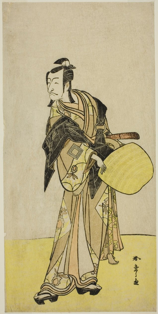 A színész Ichikawa Danjuro V, mint Kakogawa Honzo, a „Kanadehon Chushin Nagori no Kura” című darabból, amelyet a Nakamura Színházban mutattak be 1780 kilencedik hónapjában. alkotó: Katsukawa Shunsho