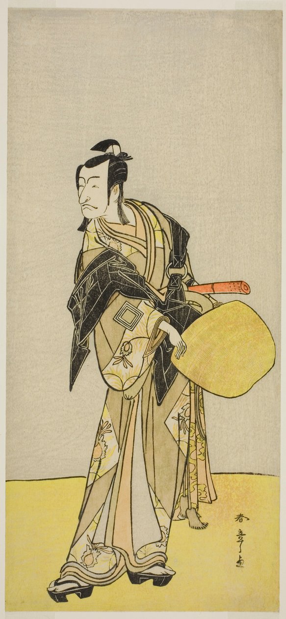 A színész Ichikawa Danjuro V, mint Kakogawa Honzo, a „Kanadehon Chushin Nagori no Kura” című darabból, amelyet a Nakamura Színházban mutattak be 1780 kilencedik hónapjában. alkotó: Katsukawa Shunsho