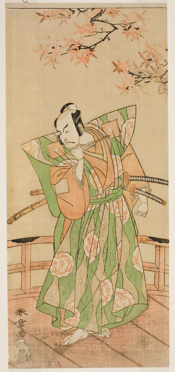 The Actor Ichikawa Danjuro V as Momonoi Wakasanosuke Yasuchika (?) in the Play Kanadehon Chushingura (?), Performed at the Nakamura Theater (?) in the Fifth Month, 1771 (?) alkotó: Katsukawa Shunsho