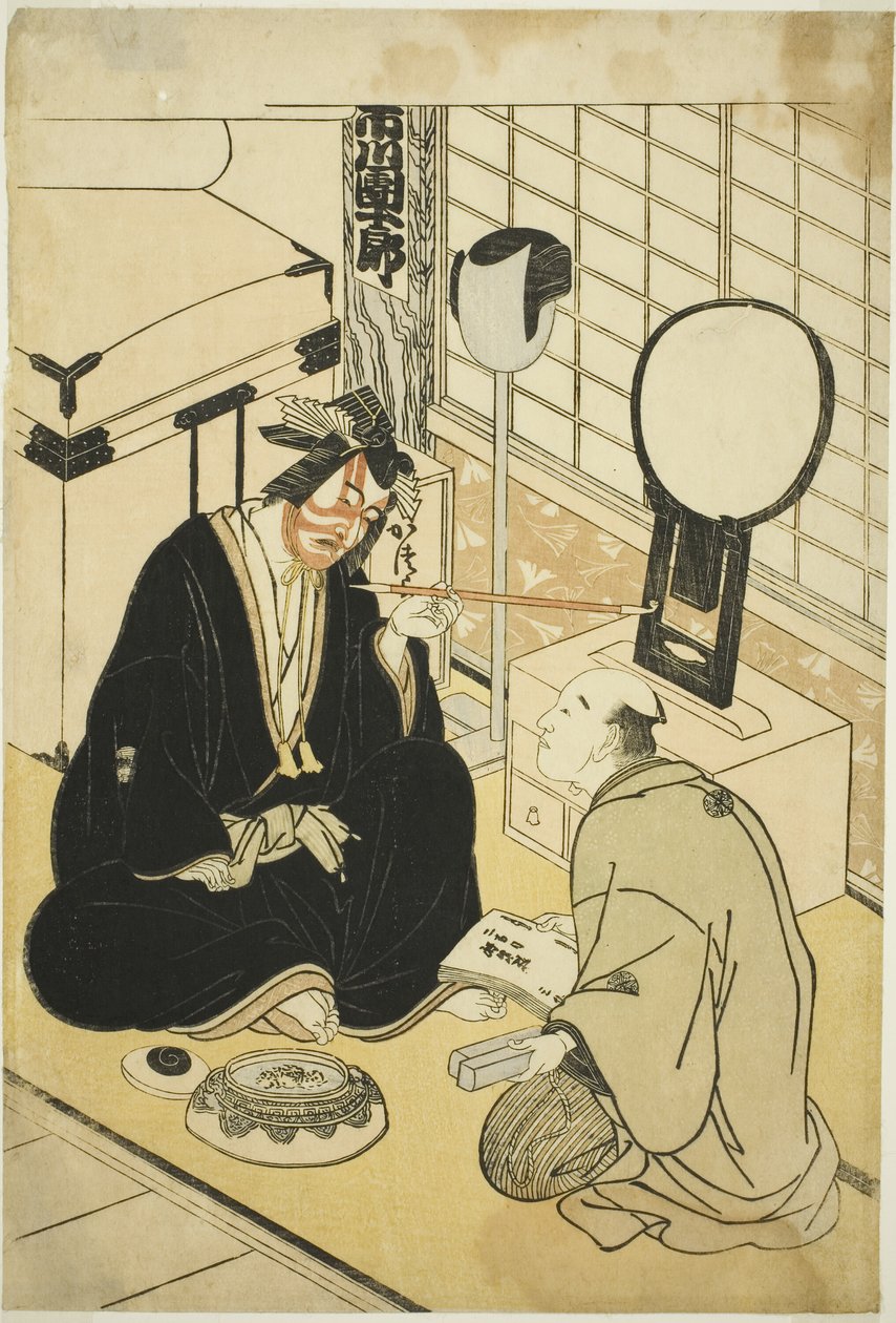 A színész Ichikawa Danjuro V az öltözőjében alkotó: Katsukawa Shunsho