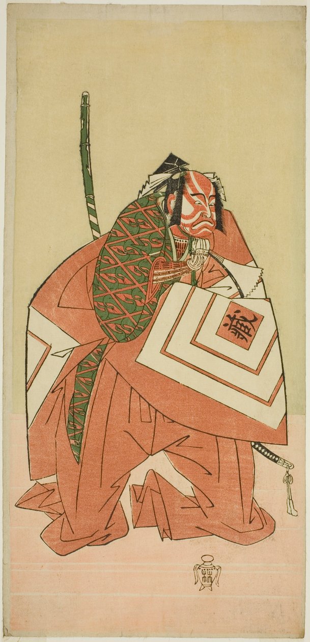 A színész, Ichikawa Danzo III, mint Sanada no Yoichi (?) a Sanada no Yoichi Banjaku no Iezuto (?) színdarabban, a Morita Színházban (?) a tizenegyedik hónapban, 1767 (?) alkotó: Katsukawa Shunsho