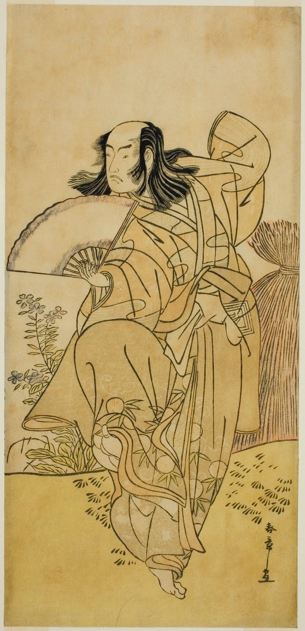 A színész Ichikawa Yaozo III, mint Kusunoki Uraminosuke Hím Rókának álcázva Tsukamotoból (?), a Kumoi no Hana Yoshino no Wakamusha (?) című darabban, a Nakamura Színházban (?) a tizenegyedik hónapban, 1786 (?) alkotó: Katsukawa Shunsho