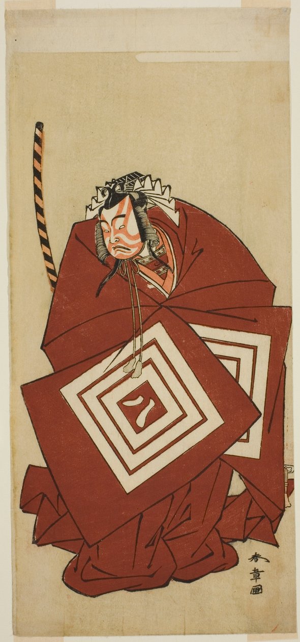 A színész Ichikawa Yaozo II Hachio-maru Aratora szerepében a Chigo Sakura Jusan Kane című darabban, amelyet az Ichimura Színházban mutattak be a tizenegyedik hónapban, 1774 alkotó: Katsukawa Shunsho