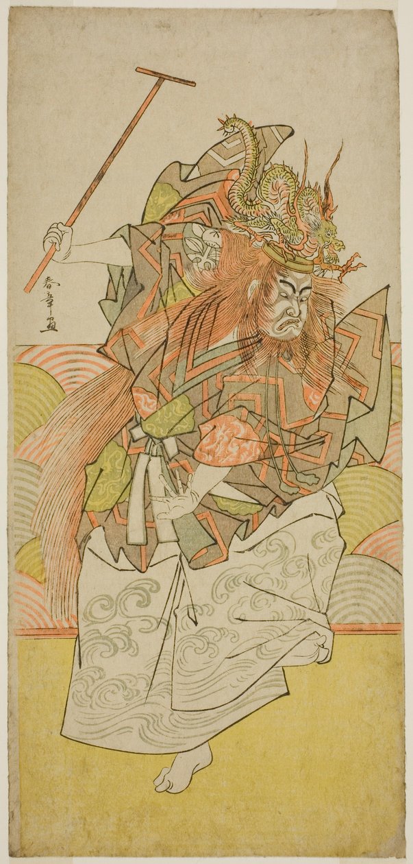 A színész Ichimura Uzaemon IX, mint a sárkánykirály megtestesülése a Saki Masuya Ume című darabban a Kachidokiban, az Ichimura Színházban 1778. tizenegyedik hónapjában. alkotó: Katsukawa Shunsho