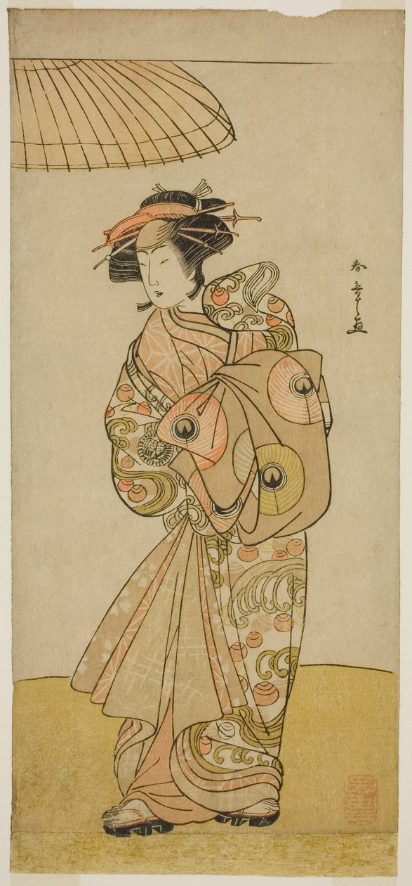 III. Ikushima Daikichi színész, mint Naniwazu udvarhölgye a Saki Masuya Ume no Kachidoki című darabban, amelyet az Ichimura Színházban mutattak be a tizenegyedik hónapban, 1777 alkotó: Katsukawa Shunsho