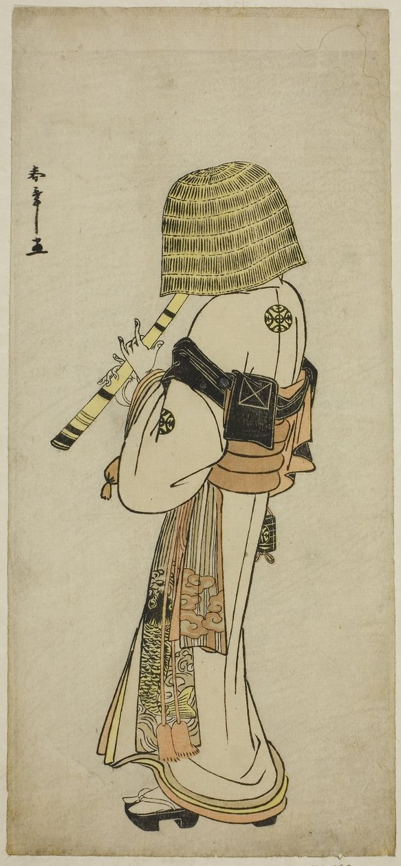 A színész, Nakamura Nakazo I, mint Kakogawa Honzo Komuso öltözékben a Kanadehon Chushingura című darabban, 1783 körül (színes fatömbnyomat; hosoban) alkotó: Katsukawa Shunsho