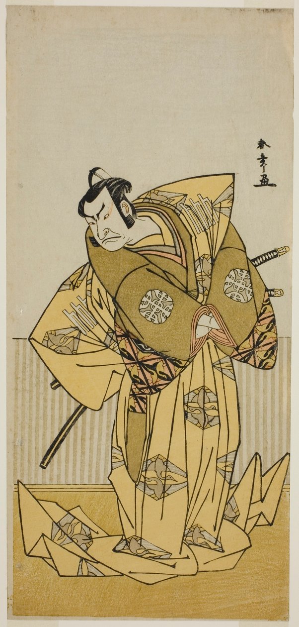 I. Nakamura Nakazo színész Kudo Sukestune (?) szerepében a Kokimazete Takao Soga (?) című darabban, amelyet az Ichimura Színházban (?) mutattak be a második hónapban, 1778 alkotó: Katsukawa Shunsho