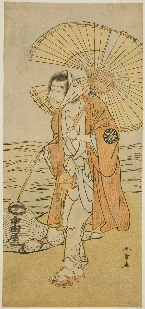 I. Nakamura Nakazo színész a renegát szerzetes, Dainichibo szerepében az Edo Meisho Midori Soga című darabban, amelyet a Morita Színházban mutattak be az első hónapban, 1779 alkotó: Katsukawa Shunsho