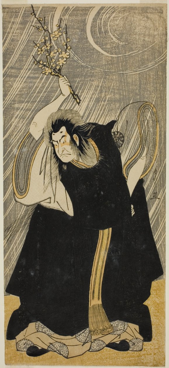 I. Nakamura Nakazo színész a mennydörgés isteneként, Kan Shojo megtestesüléseként a „Sugawara Denju Tenarai Kagami” című darabban, amelyet a Morita Színházban 1780 harmadik hónapjában mutattak be. alkotó: Katsukawa Shunsho