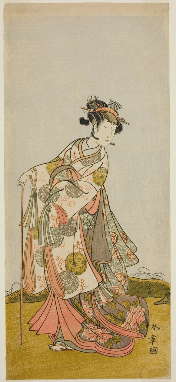 I. Nakamura Noshio színész Usuyuki hercegnő (Usuyuki Hime) szerepében a "Shin Usuyuki Monogatari" című darabban, amelyet a Morita Színházban 1774 ötödik hónapjában mutattak be. alkotó: Katsukawa Shunsho
