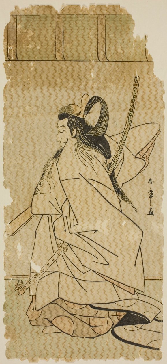 I. Onoe Matsusuke színész Takanori herceg szerepében a "Kaeribana Eiyu Taiheiki" című darabban, amelyet a Nakamura Színházban mutattak be 1779. tizenegyedik hónapjában. alkotó: Katsukawa Shunsho