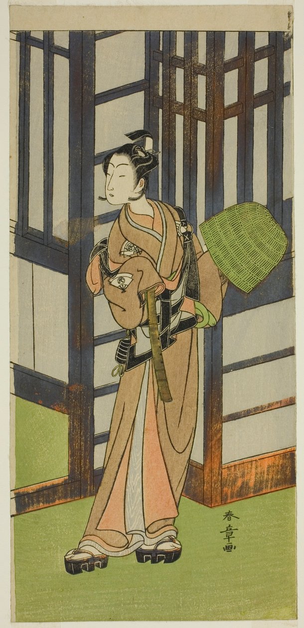 Az I. Onoe Tamizo színész, mint Kewaizaka no Shosho Komusonak álcázva a Furisode Kisaragi Soga című darabban, amelyet az Ichimura Színházban mutattak be a második hónapban, 1772 alkotó: Katsukawa Shunsho