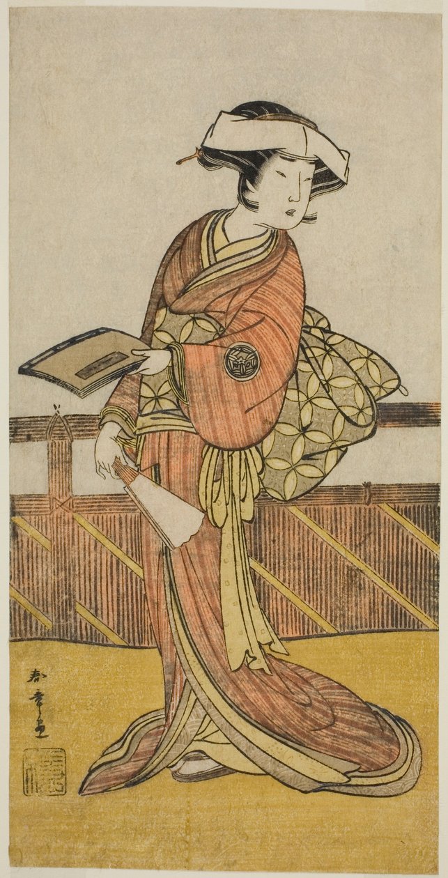 Yamashita Kinsaku II Oishi (?) szerepében a Kanadehon Chushin Nagori no Kura (?) című darabban, amelyet a Nakamora Színházban mutattak be a Kilencedik hónapban, 1780 (?) alkotó: Katsukawa Shunsho