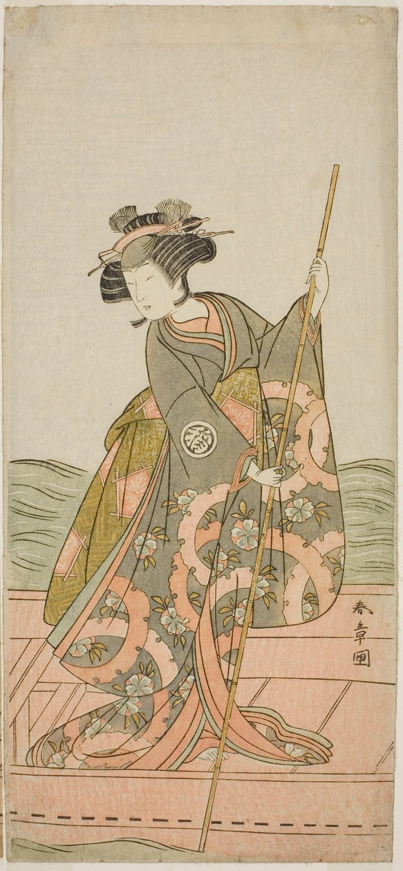 I. Yoshizawa Iroha színész Yosooi hercegnőként (Yosooi Hime) a Kikujido Shuen no Iwaya című darabban, amelyet a Morita Színházban mutattak be a tizenegyedik hónapban, 1775 alkotó: Katsukawa Shunsho