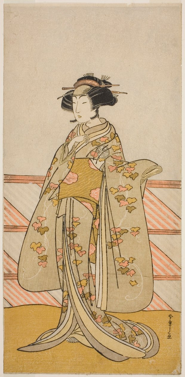 I. Yoshizawa Iroha színész Tamamo no Mae (?) szerepében a Sakuya Kono Hana no Kaomise (?) című darabban, a Nakamura Színházban (?) a 11. hónapban, 1776 (?) alkotó: Katsukawa Shunsho
