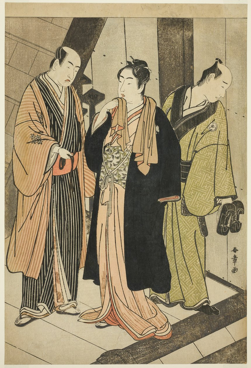 C és rs csapat Ichikawa Kado átlátszó (ft), ünneplés fehér gyógyszer V (első r), d terv ünneplés carmo (?) alkotó: Katsukawa Shunsho