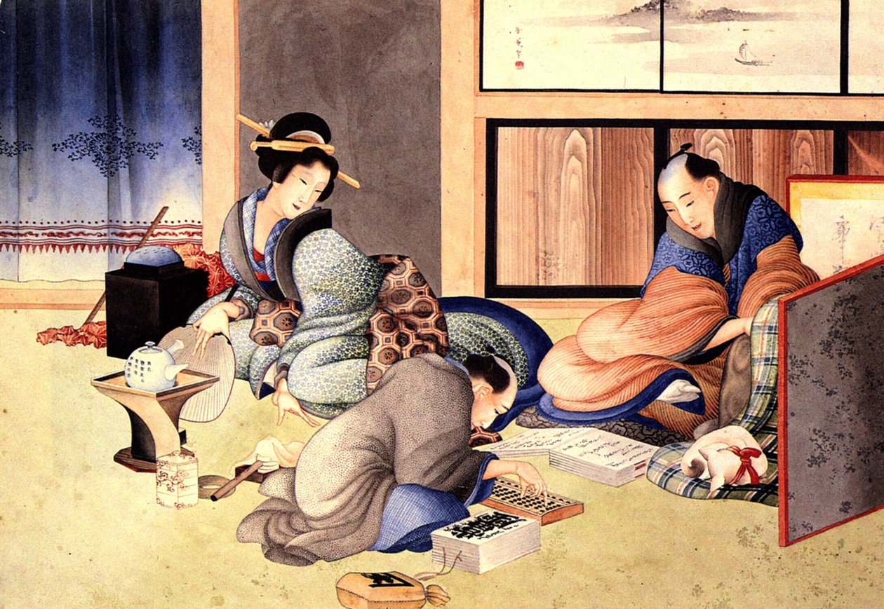 Egy kereskedő, aki létrehozza a számlát alkotó: Katsushika Hokusai