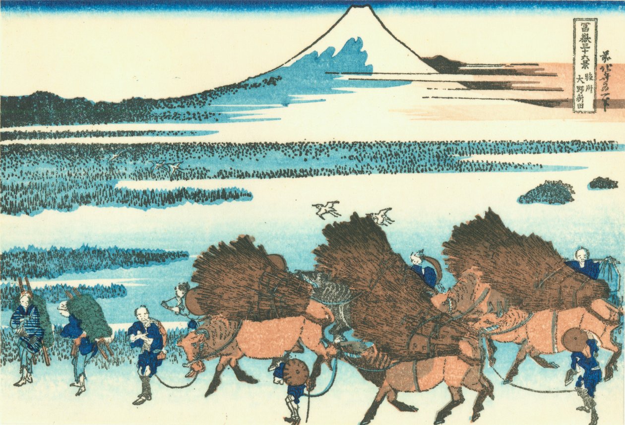 Rizsföldek Ono -ban, Suruga tartományban alkotó: Katsushika Hokusai