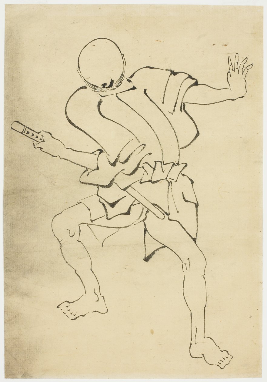 Fegyveres kísérő (tanulmány), 1815-1849 körül (tinta papíron) alkotó: Katsushika (school of) Hokusai
