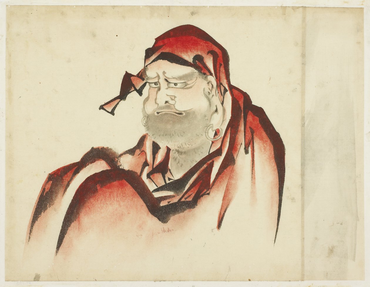 Vörösköpenyes Daruma, 1815-1849 körül (tinta és színes papíron) alkotó: Katsushika (school of) Hokusai