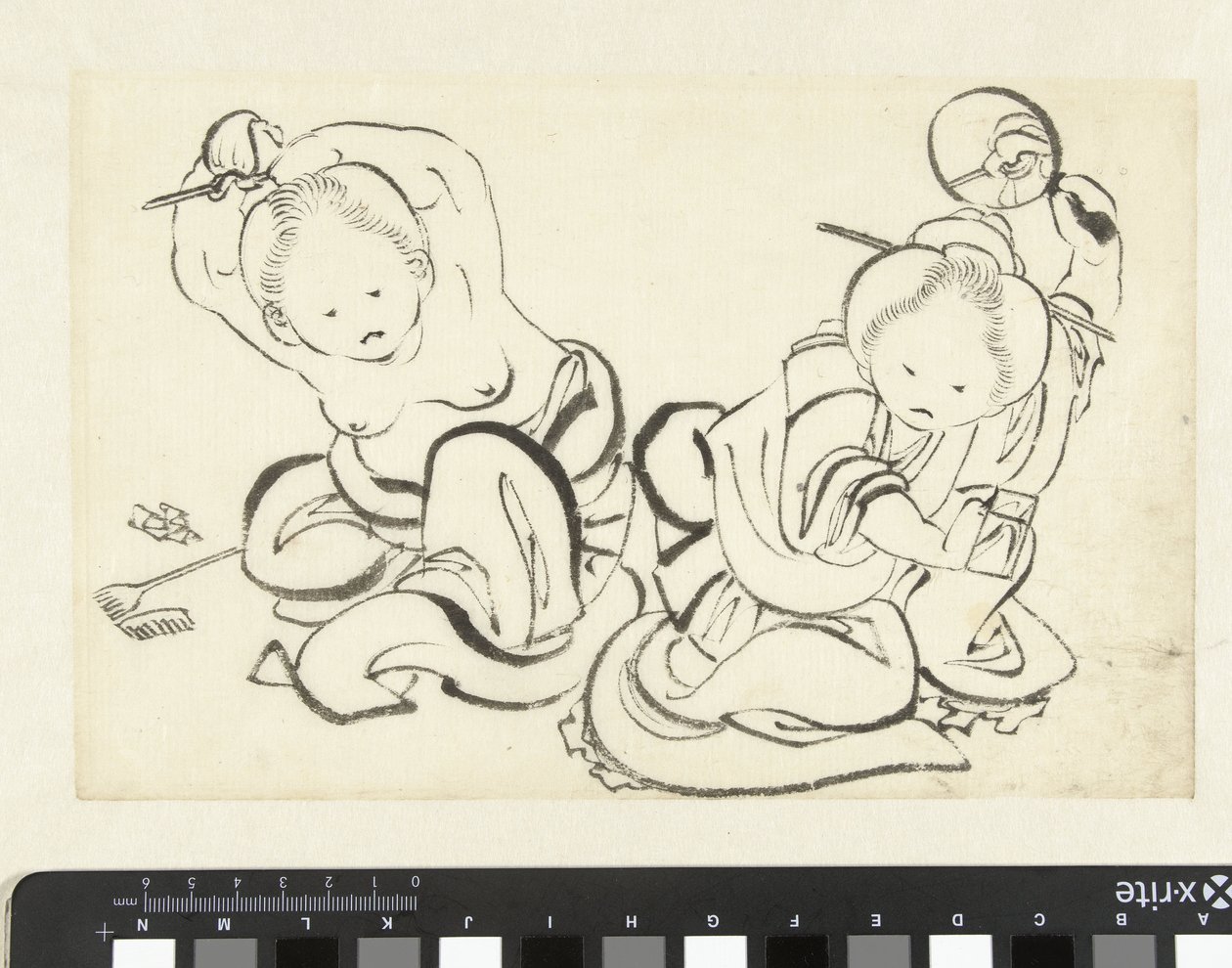 Két nő frizurát vág alkotó: attributed to Katsushika Hokusai