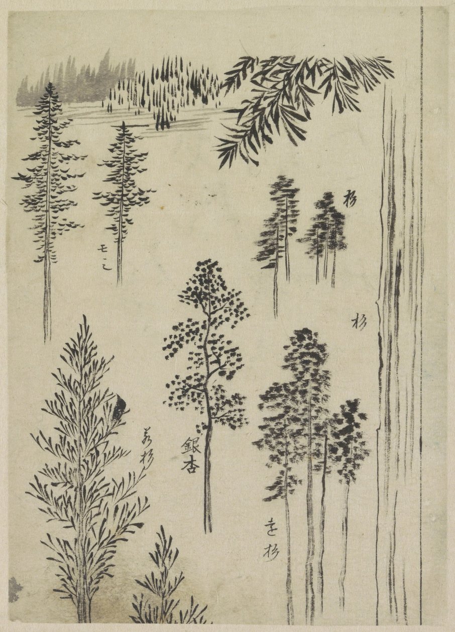 Táj fákkal alkotó: Katsushika Hokusai (possibly)