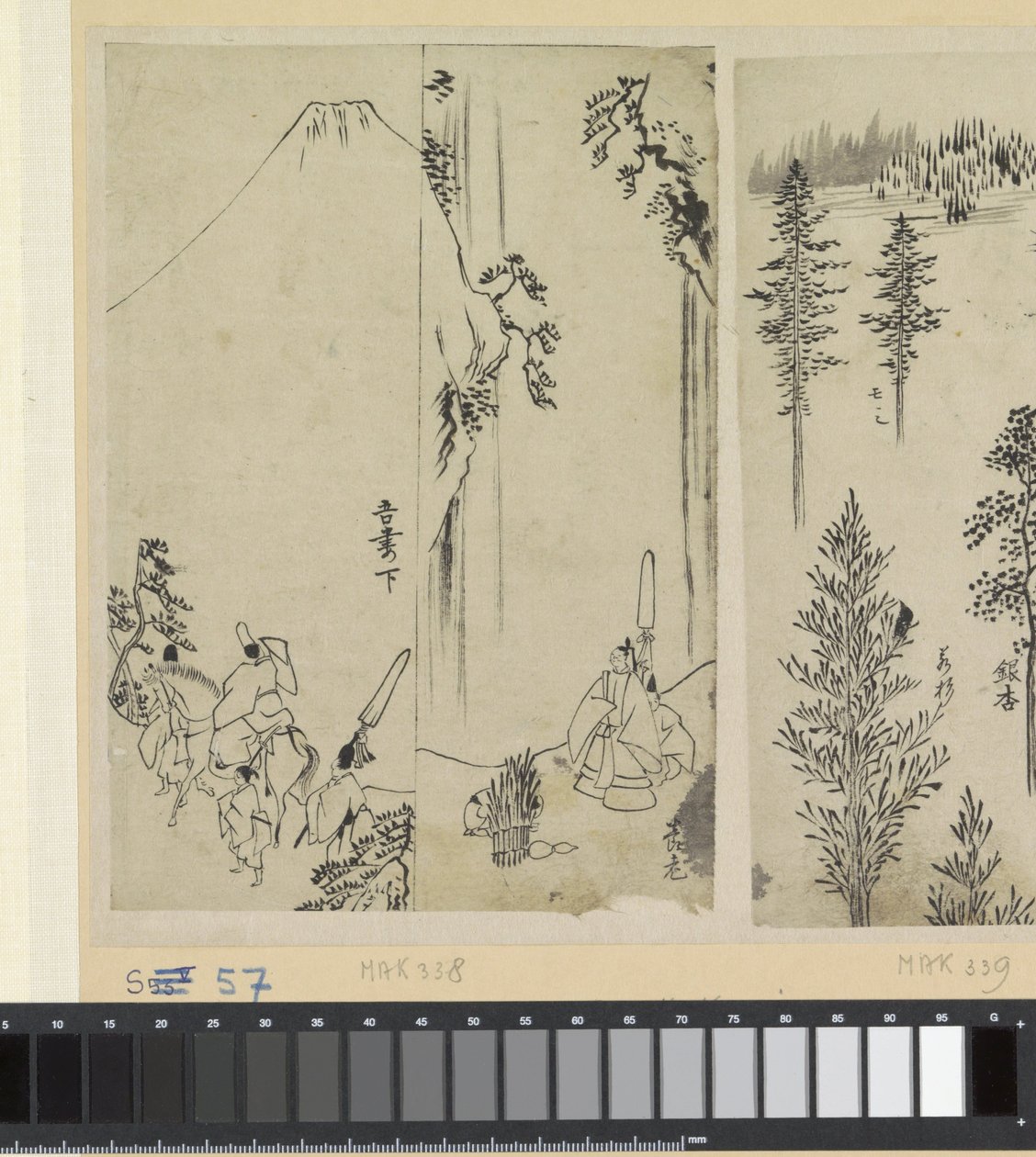 Lovas kísérettel és Daimyo tisztelgése alkotó: Katsushika Hokusai (possibly)