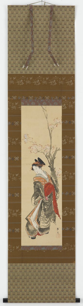 Egy cseresznyefa alatt udvarhölgy, 18. század vége – 19. század eleje. alkotó: Katsushika Hokusai