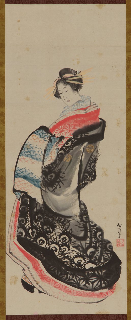 Álló udvarhölgy, 18. század vége-19. század eleje. alkotó: Katsushika Hokusai