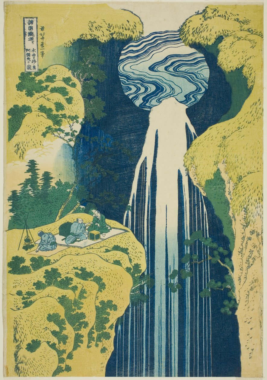 Amida-vízesés a Kisokaido távolabbi részén (Kisoji no oku Amidagataki), a „Túra a vízesések között különböző tartományokban (Shokoku taki meguri)” sorozatból alkotó: Katsushika Hokusai