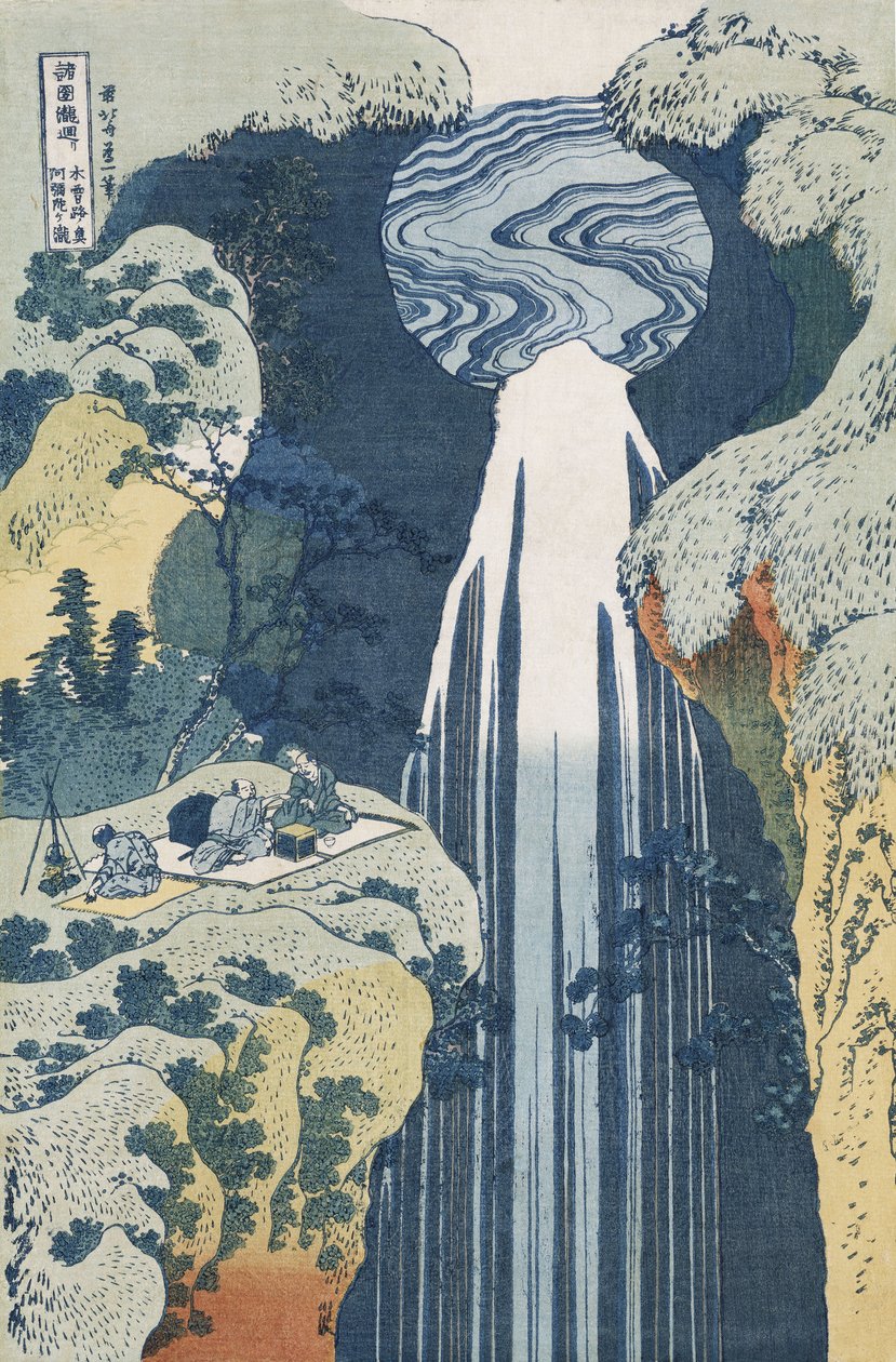 Amida-vízesés a Kiso autópályán, az "Utazás az összes tartomány vízeséseihez" sorozatból alkotó: Katsushika Hokusai