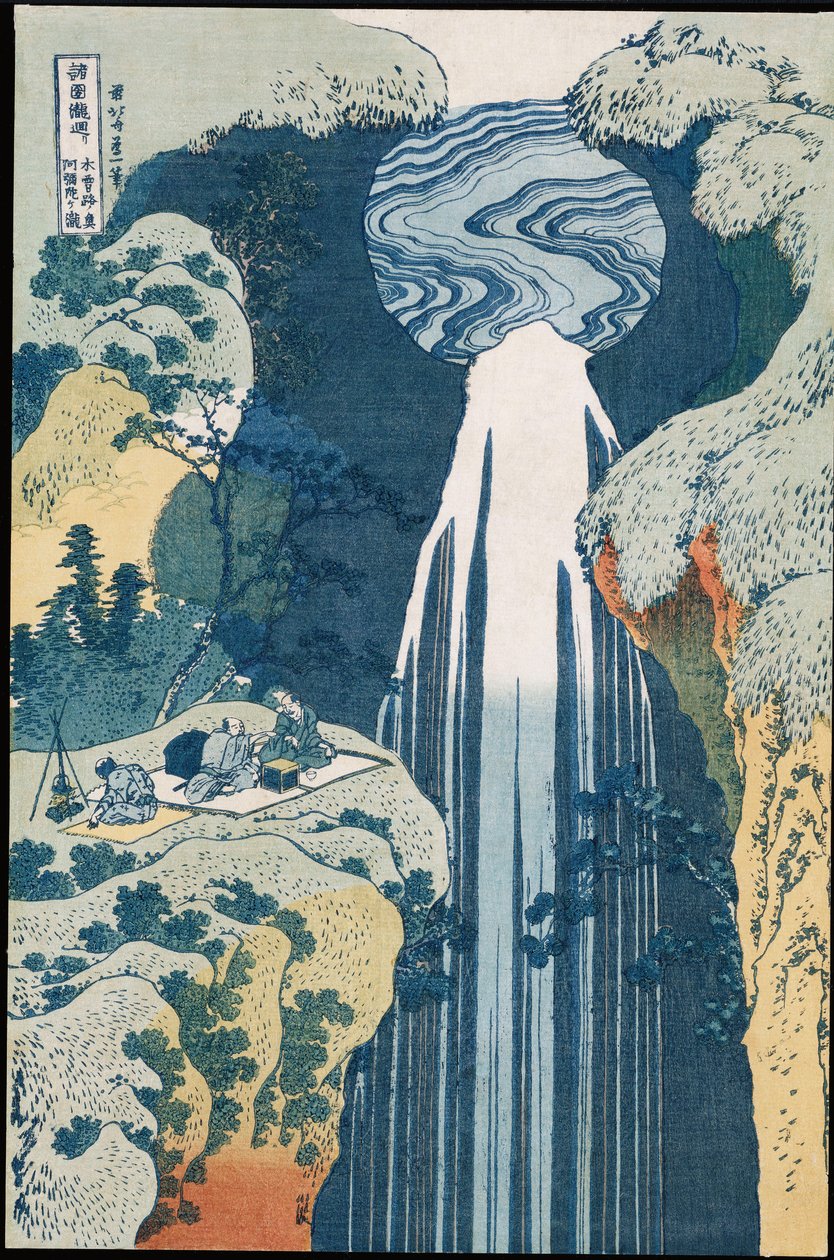 Amida-vízesés a Kiso Highway-en, az „Utazás az összes tartomány vízeséseihez” sorozatból (színes fatömbnyomat) alkotó: Katsushika Hokusai