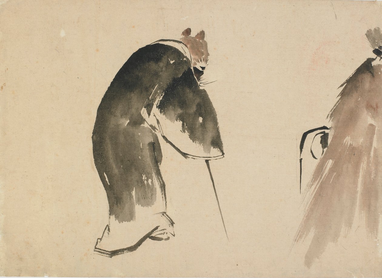 Egy fekete köntösbe öltözött öreg egér, 18. század vége-19. század eleje. alkotó: Katsushika Hokusai