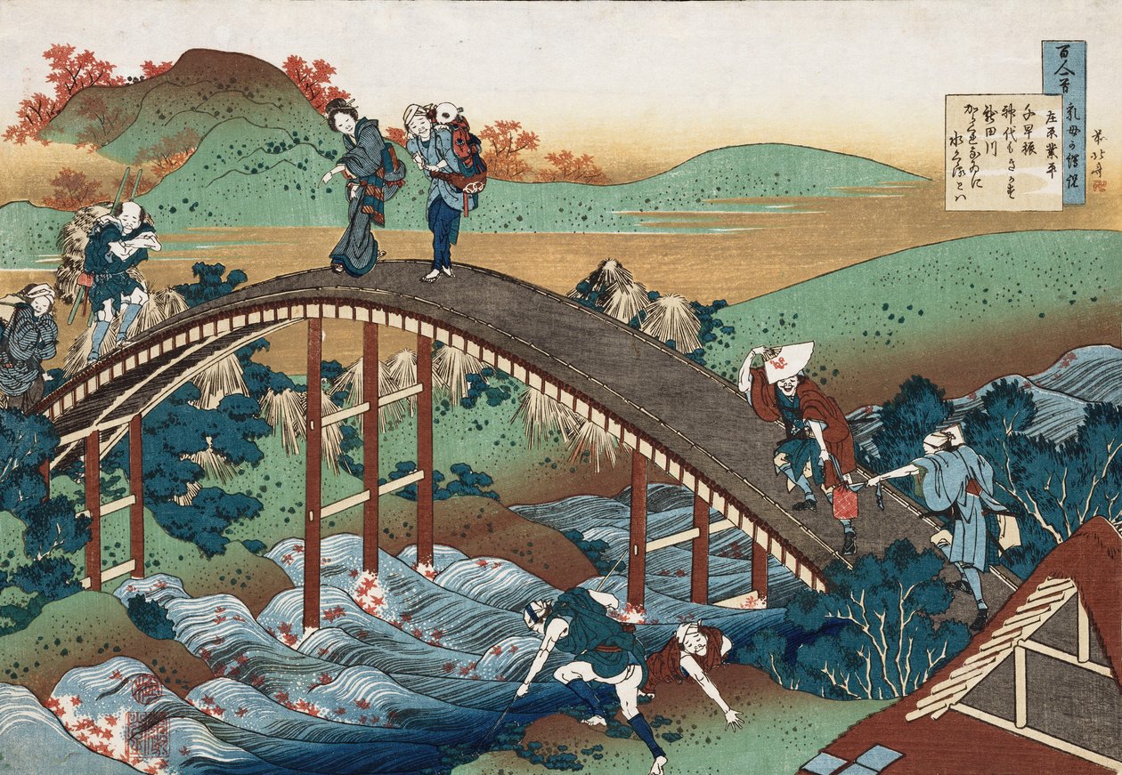 Őszi levelek a Tsutaya folyón, a "Száz vers a nővér elmondása szerint" sorozatból, 1839 körül alkotó: Katsushika Hokusai