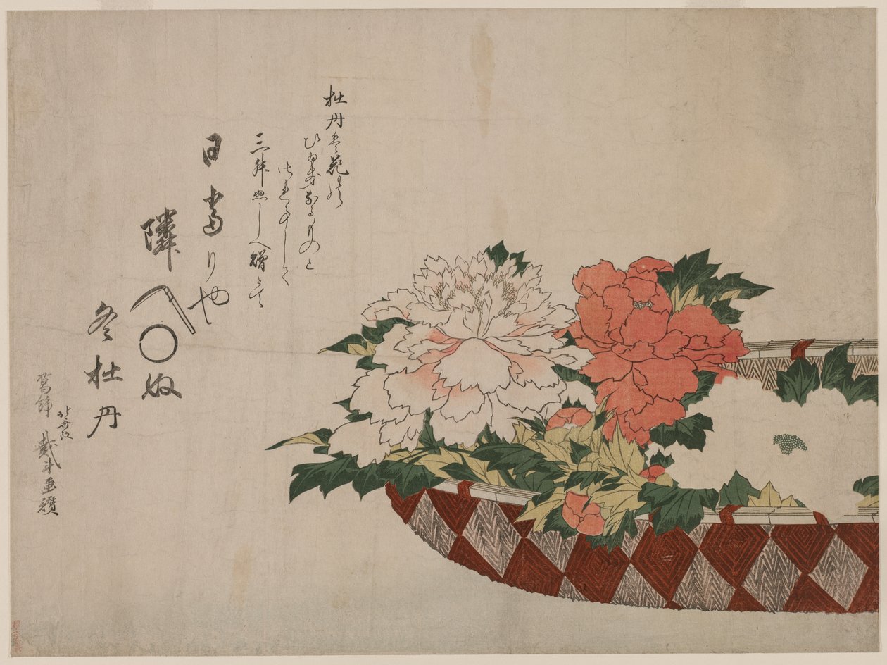 Pünkösdi rózsa kosár alkotó: Katsushika Hokusai