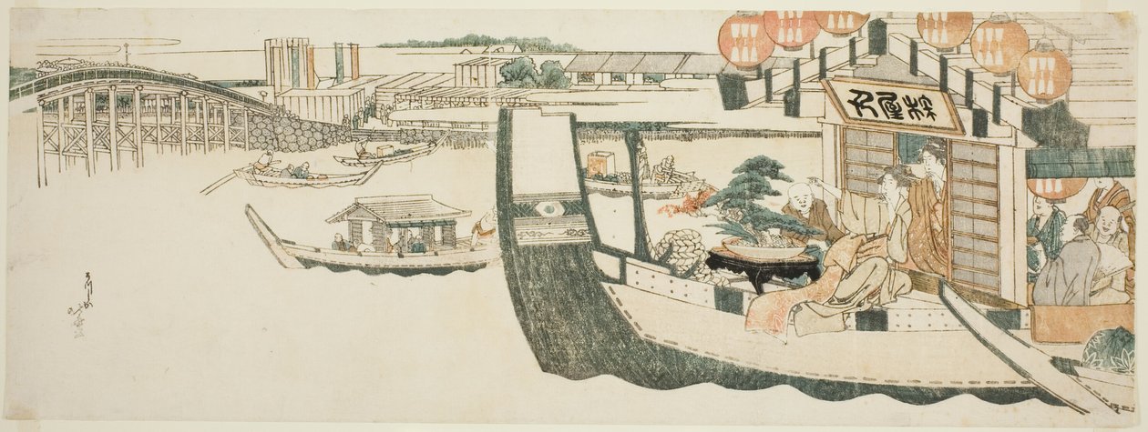 Csónakázó bulik a Sumida folyón alkotó: Katsushika Hokusai