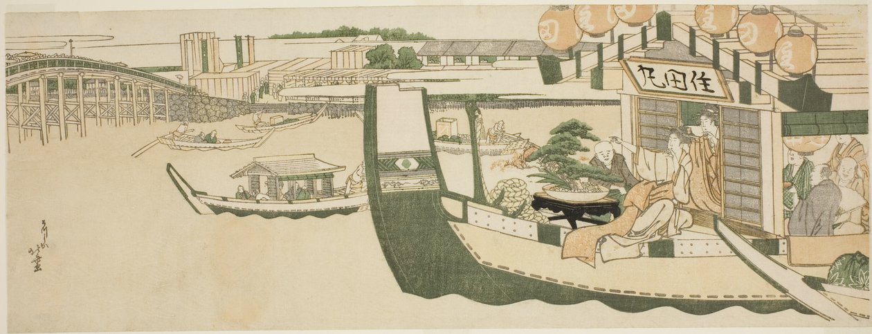 Csónakázó bulik a Sumida folyón alkotó: Katsushika Hokusai