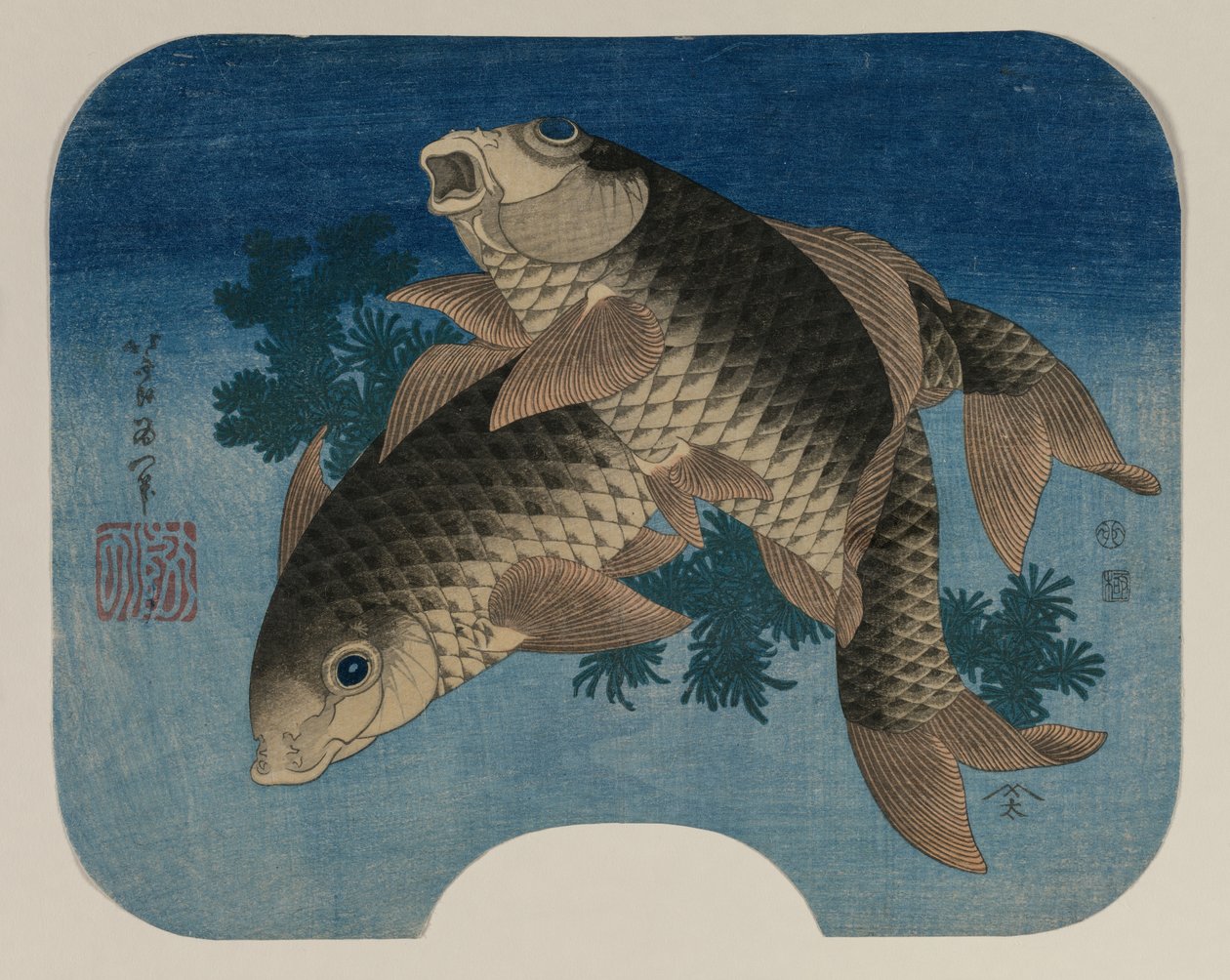 Pontyúszás vízi gyomoknál, 1831. alkotó: Katsushika Hokusai
