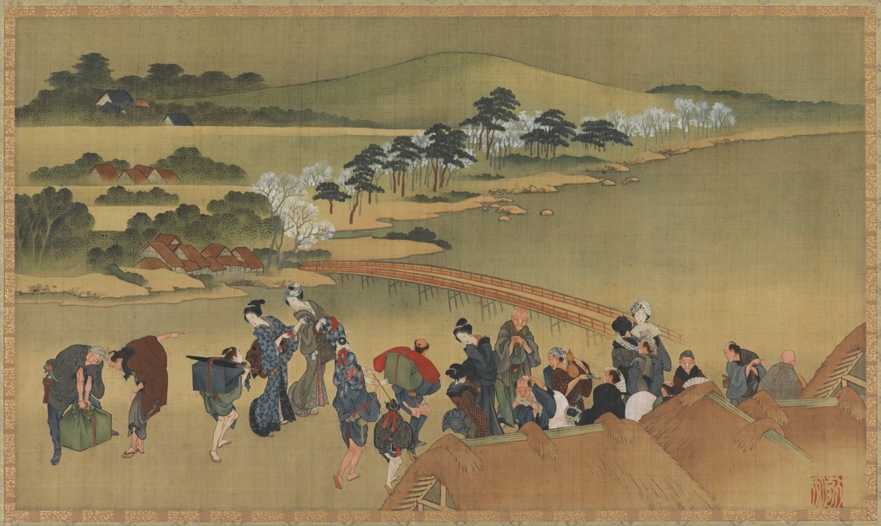 Cseresznyevirág-nézés, 18. század vége-19. század eleje. alkotó: Katsushika Hokusai