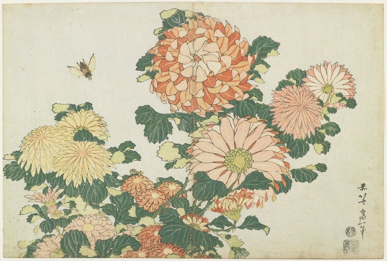 Krizantémok és lóvirág, c. 1832 alkotó: Katsushika Hokusai
