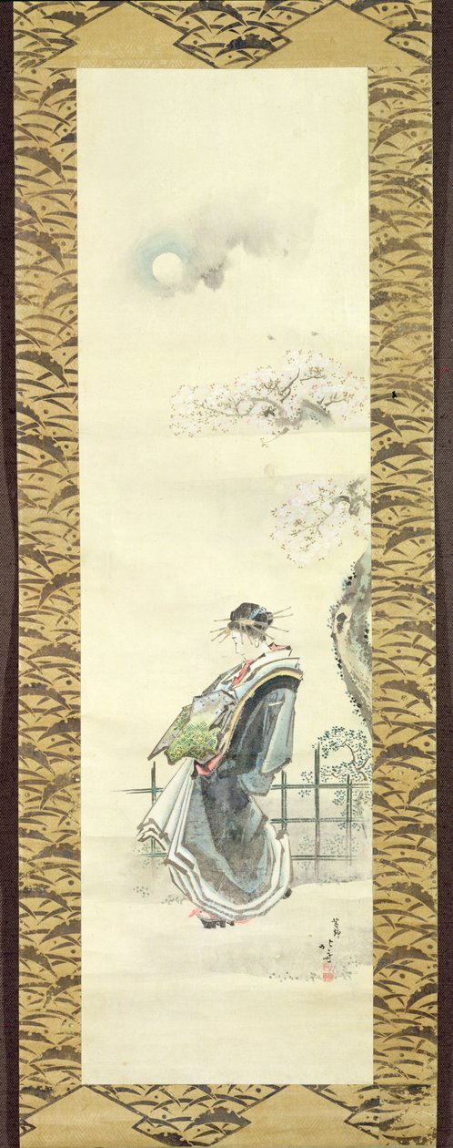 Udvariasan sétálni (toll és tinta mosással papíron) alkotó: Katsushika Hokusai