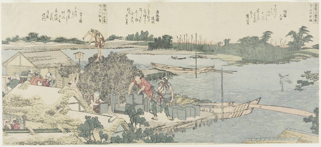 Daru és fenyőmező Shirahigénél, Taya Hashibánál, 1775-1849 alkotó: Katsushika Hokusai