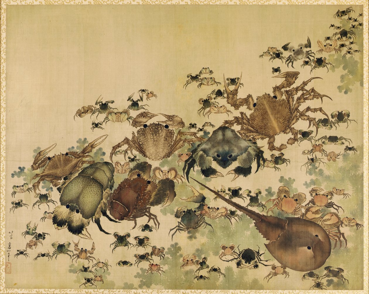 Rákok, Edo-korszak, 1825 körül (tus és szín, selyem) alkotó: Katsushika Hokusai