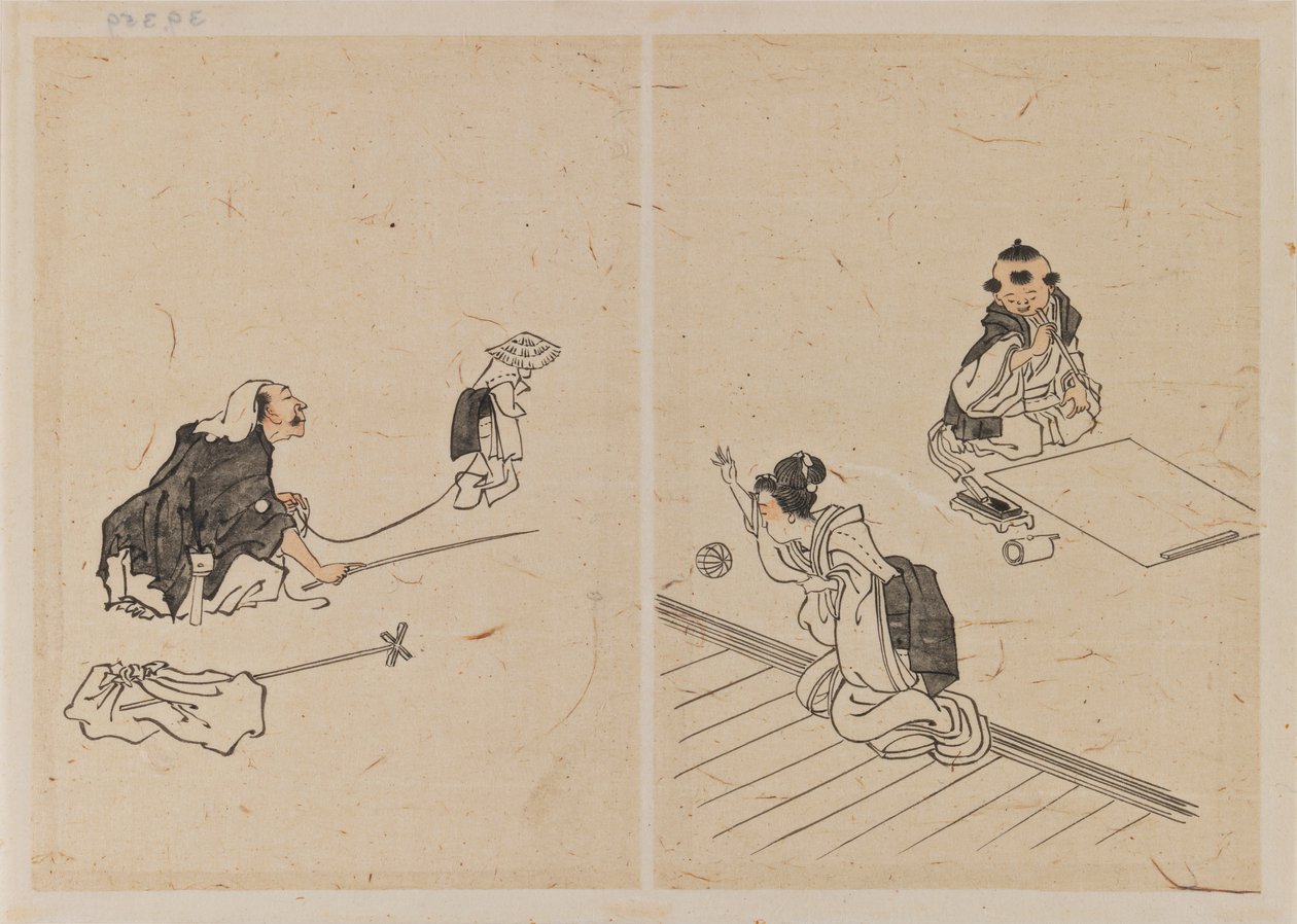 Rajzok (tinta és mosás papíron) alkotó: Katsushika Hokusai