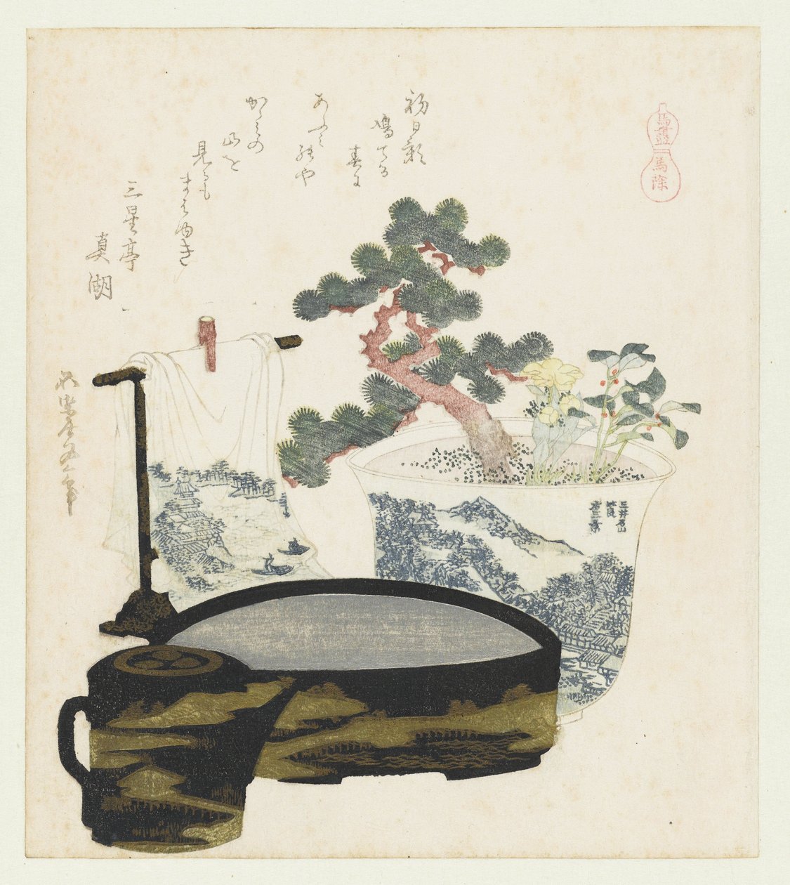 Egy ló amulett Mayoke (cím a tárgyon) Egy sorozat lovakkal (sorozat címe) Umazukushi (sorozat címe az objektumon) alkotó: Katsushika Hokusai
