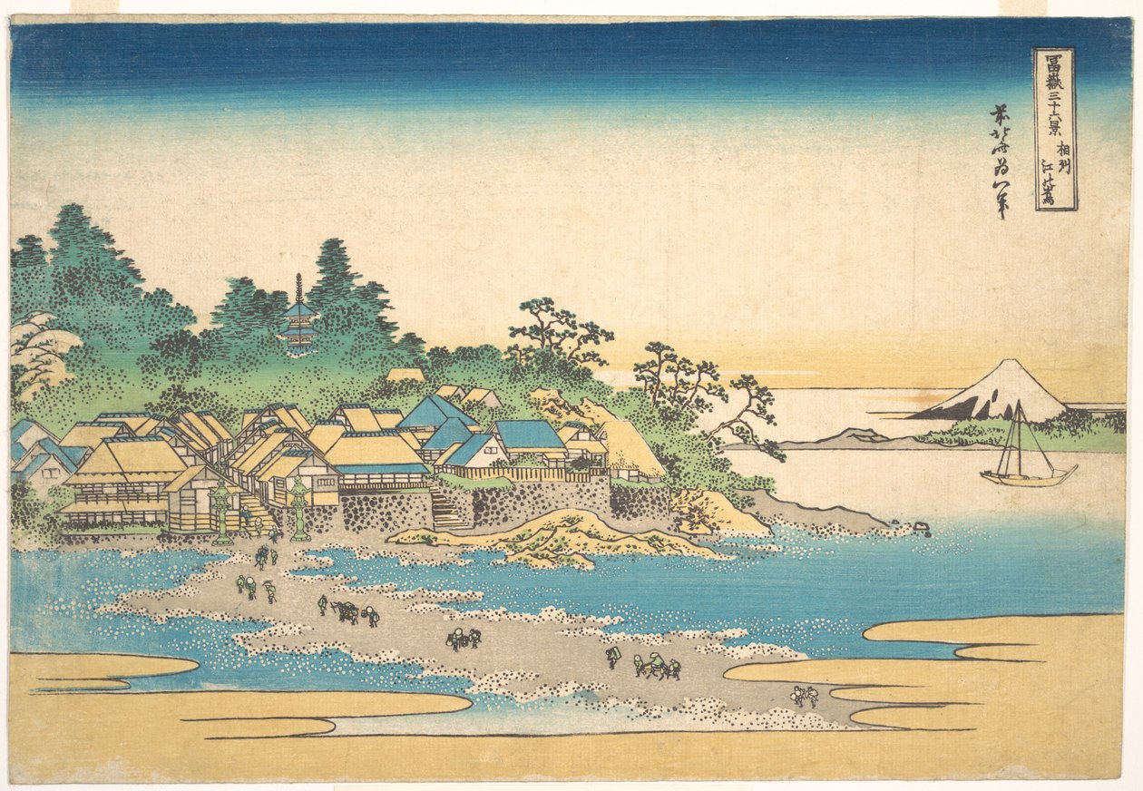 Enoshima a Sagami tartományban (Sōshū Enoshima), a „A Fuji-hegy harminchat látképe” (Fugaku sanjūrokkei) című sorozatból alkotó: Katsushika Hokusai
