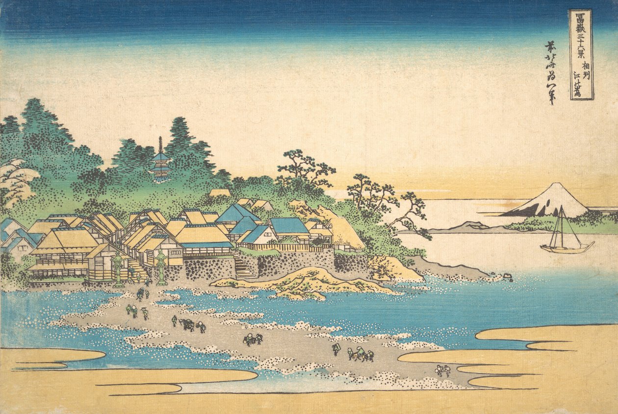 Enoshima Sagami tartományban Soshu Enoshima, a Thirty-six Views of M... sorozatból, kb. 1830-32. alkotó: Katsushika Hokusai